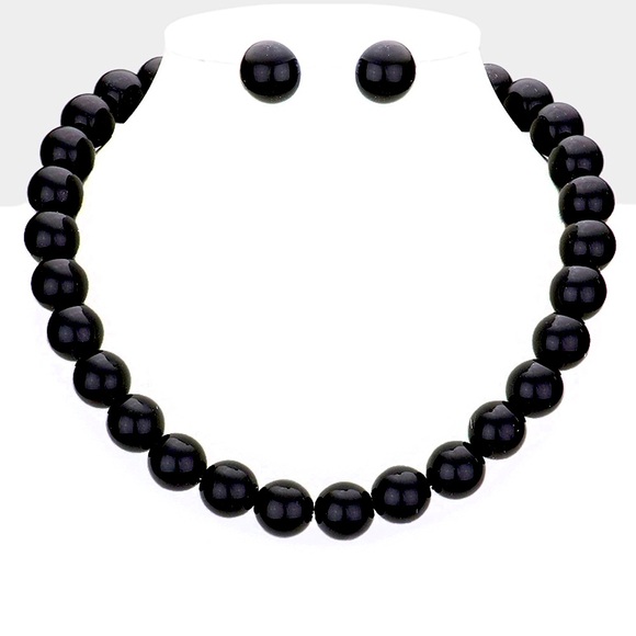 Black 12MM Pearl Choker Statement Necklace - Picture 1 of 2